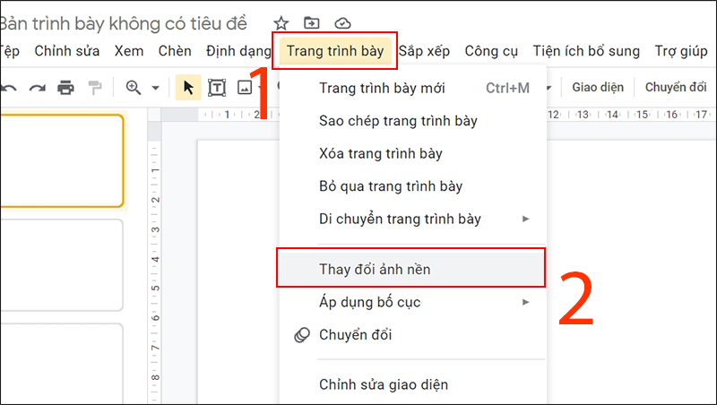 Chọn lại trang tr&igrave;nh b&agrave;y v&agrave; thay đổi ảnh nền